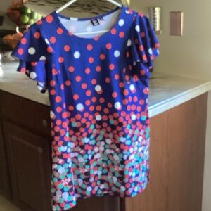 INC International Concepts Polka Dot Top - Blue and Orange